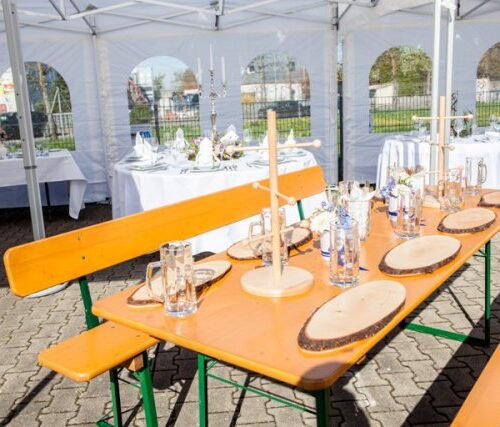 Biertischgarnitur breit mit Lehne 3-teilig